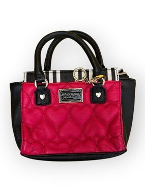 Women’s Betsey Johnson Mini Quilted Red Black Striped Handbag